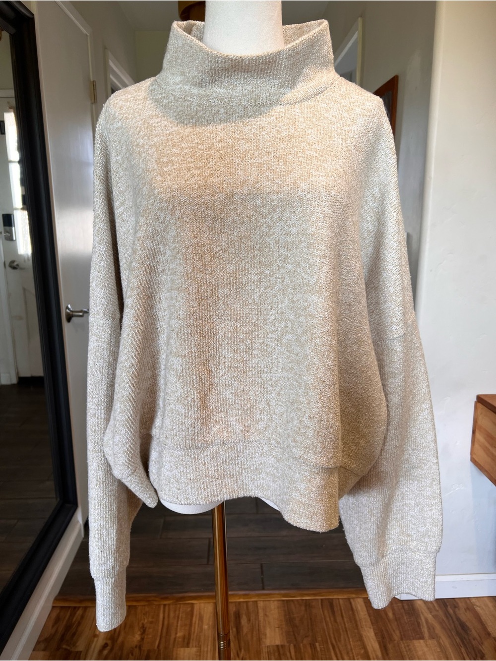 aerie Neutral Cream Funnel Neck Sweater